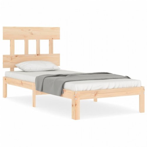 Sengeramme i massivt fyrretræ 90x200 cm - med sengegavl