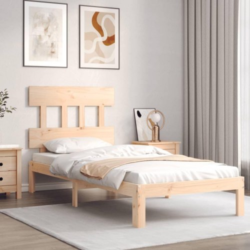 Sengeramme i massivt fyrretræ 90x200 cm - med sengegavl