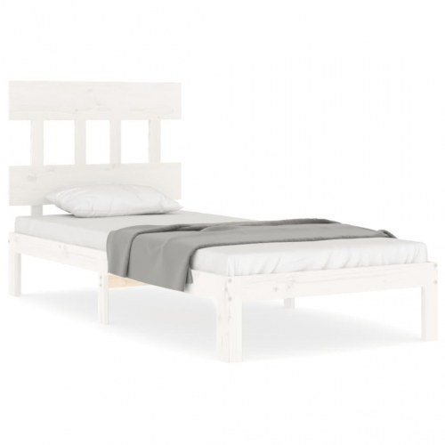 Sengeramme uden madras 90x200 cm massivt fyrretræ hvid