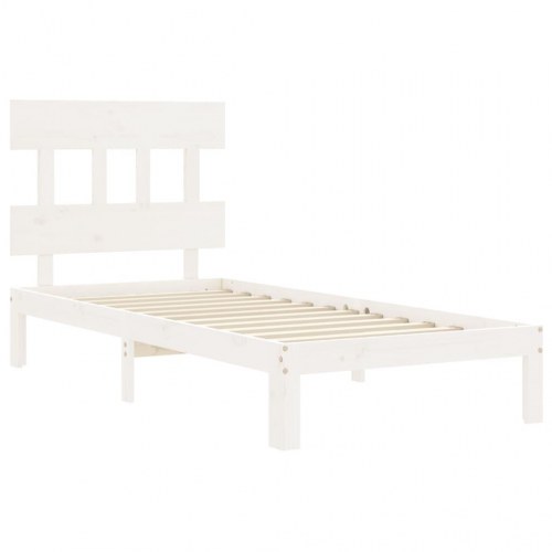 Sengeramme uden madras 90x200 cm massivt fyrretræ hvid