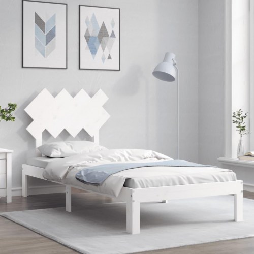 Sengeramme uden madras 90 x 200 cm i massivt fyrretræ - hvid