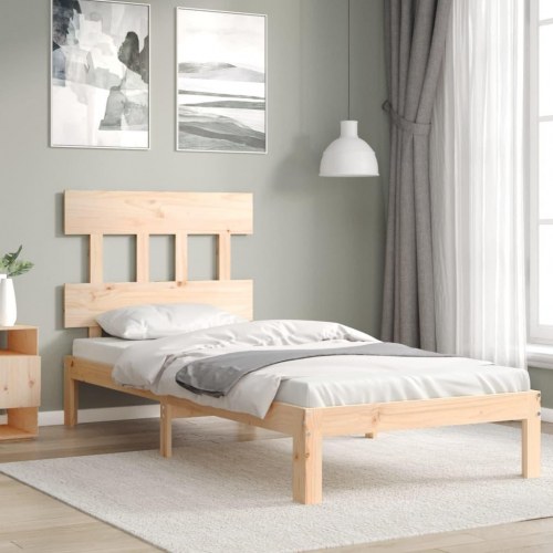 Sengeramme med sengegavl - single 90x190 cm i massivt fyrretræ