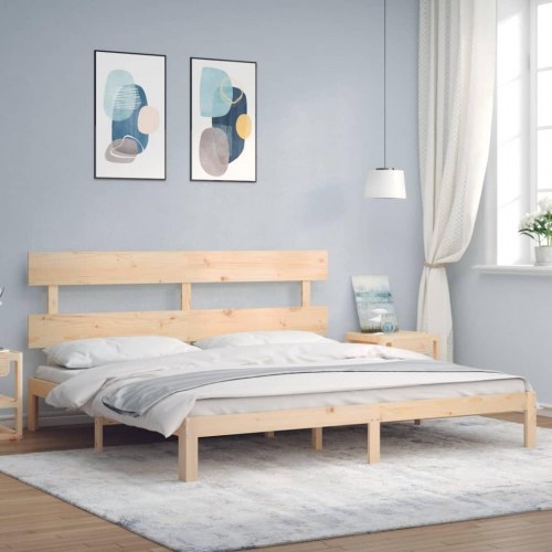 Sengeramme med sengegavl - Super King 180x200 cm, massivt fyrretræ