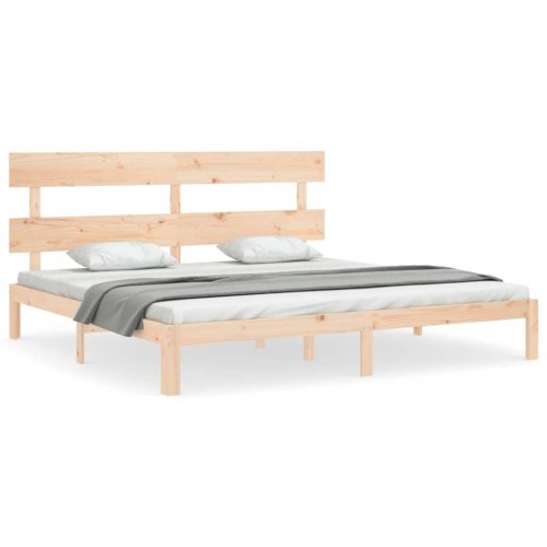 Sengeramme med sengegavl - Super King 180x200 cm, massivt fyrretræ