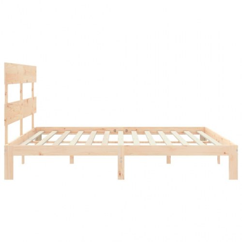 Sengeramme med sengegavl - Super King 180x200 cm, massivt fyrretræ