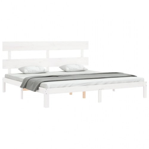 Sengeramme med sengegavl Super King Size 180 x 200 cm - hvid