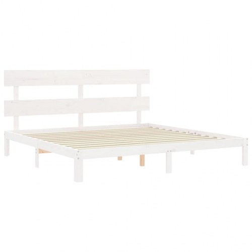 Sengeramme med sengegavl Super King Size 180 x 200 cm - hvid