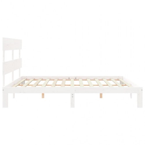 Sengeramme med sengegavl Super King Size 180 x 200 cm - hvid