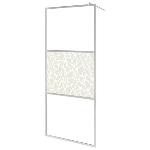 Brusevæg med hylde 100x195 cm sikkerhedsglas og aluminium krom