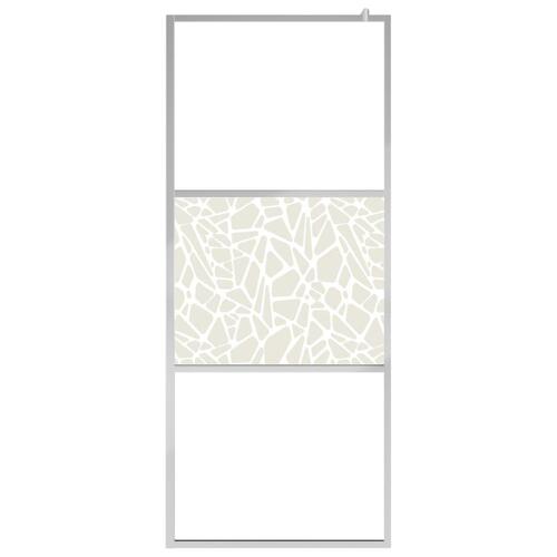Brusevæg med hylde 100x195 cm sikkerhedsglas og aluminium krom