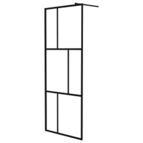 Brusevæg med hylde 90x195 cm sikkerhedsglas og aluminium sort
