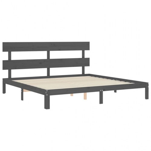 Sengeramme med sengegavl 200 x 200 cm - grå