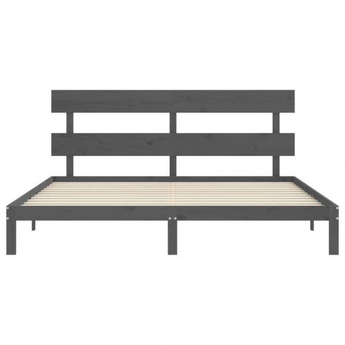 Sengeramme med sengegavl 200 x 200 cm - grå