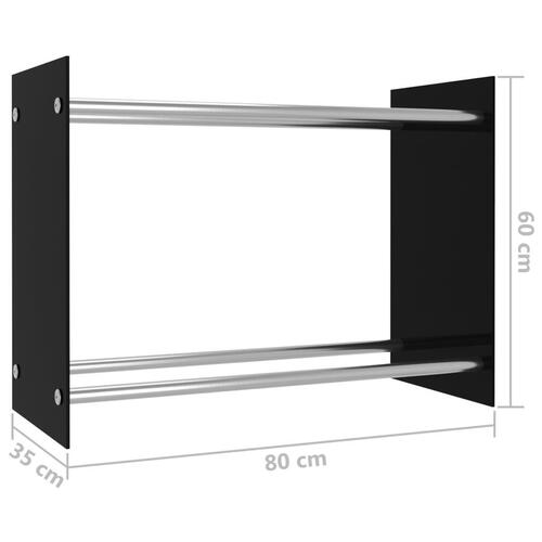 Brændestativ 80x35x60 cm glas sort