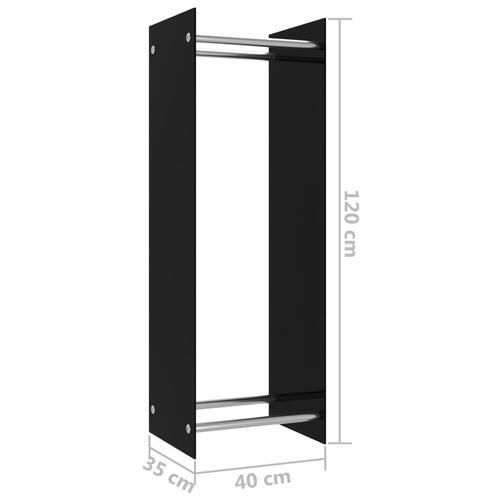 Brændestativ 40x35x120 cm glas sort