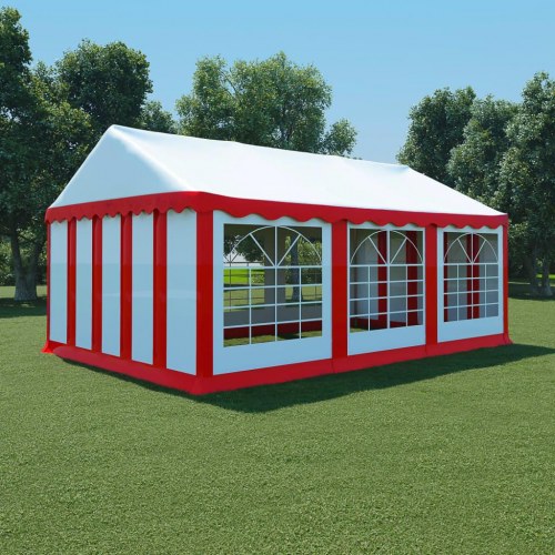 Havetelt 4x6 m PVC rød og hvid