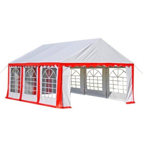 Havetelt 4x6 m PVC rød og hvid