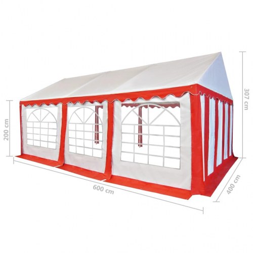 Havetelt 4x6 m PVC rød og hvid