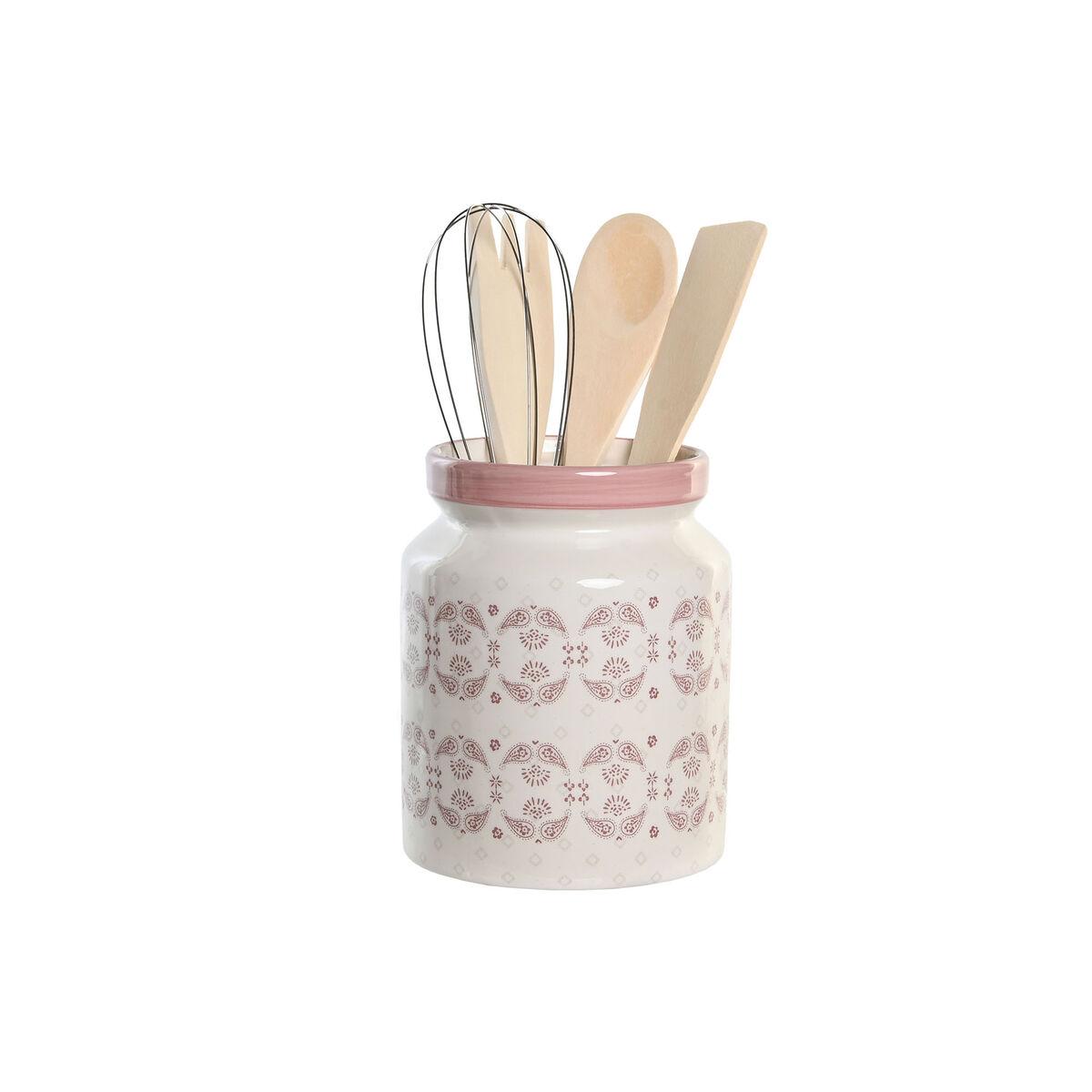 Dåse Til Køkkenudstyr Pink Metal Hvid 12 X 12 X 22 Cm Dolomite Træ Mdf 5 Enheder