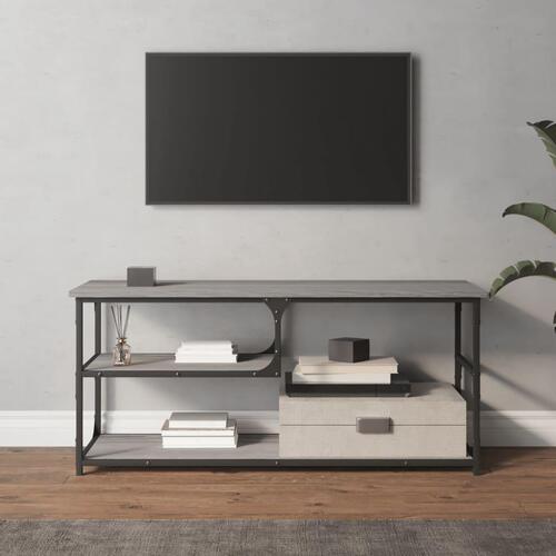 Tv-bord 100x33x41 cm konstrueret træ og stål grå sonoma-eg