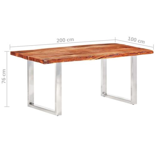 Spisebord med naturlig kant 200 cm 6 cm massivt akacietræ