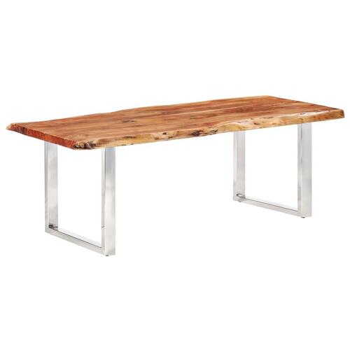 Spisebord med naturlig kant 220 cm 6 cm massivt akacietræ