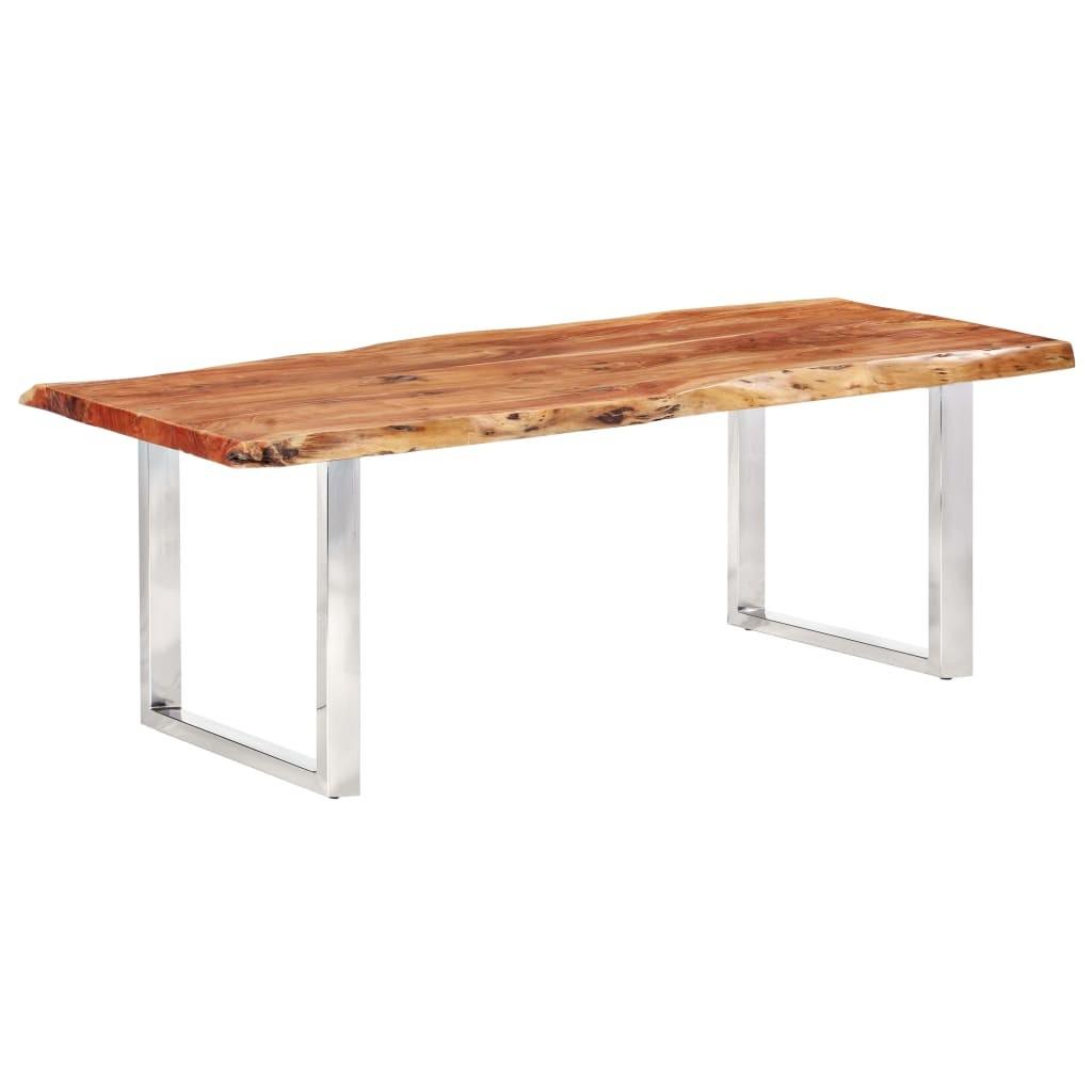 Spisebord med naturlig kant 220 cm 6 cm massivt akacietræ