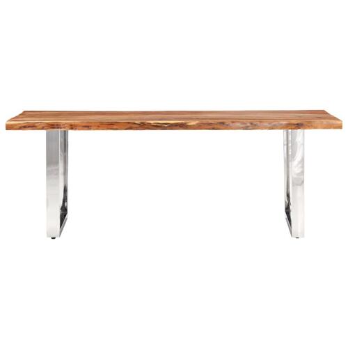 Spisebord med naturlig kant 220 cm 6 cm massivt akacietræ