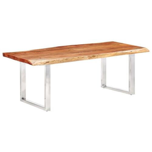 Spisebord med naturlig kant 220 cm 6 cm massivt akacietræ
