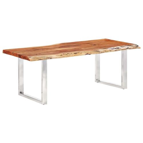 Spisebord med naturlig kant 220 cm 6 cm massivt akacietræ