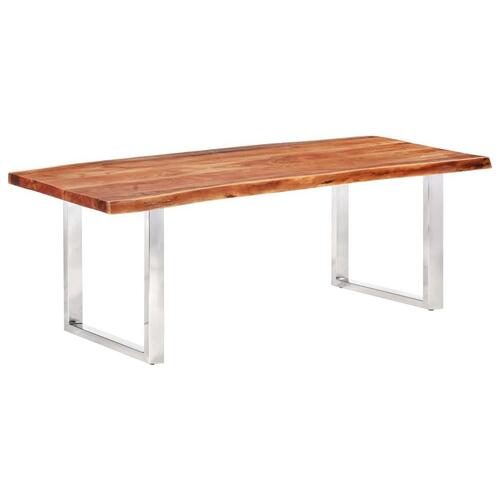 Spisebord med naturlig kant 220 cm 6 cm massivt akacietræ