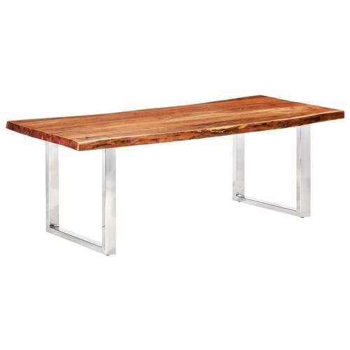 Spisebord med naturlig kant 220 cm 6 cm massivt akacietræ