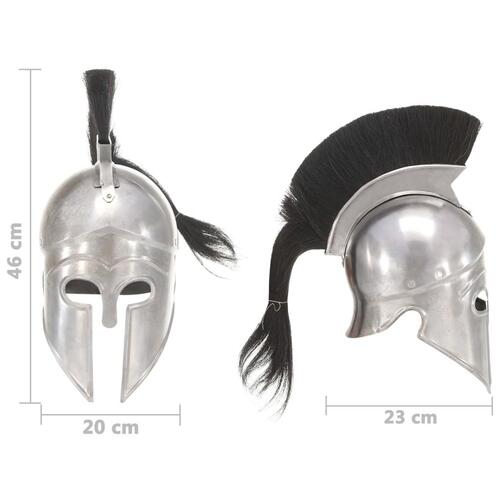 Græsk krigshjelm til rollespil antik stål sølvfarvet