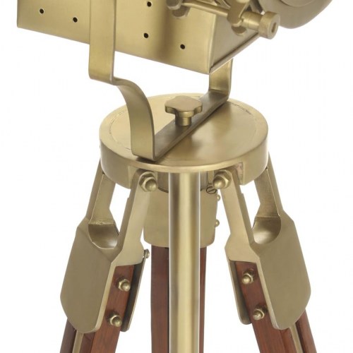 Gulvlampe med trefod 193 cm - massivt mangotræ og messinglook