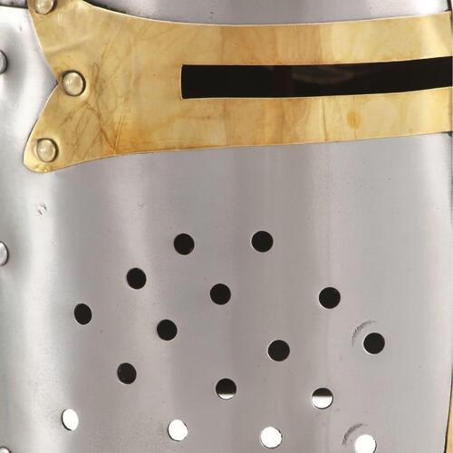 Middelalderlig korsridderhjelm til rollespil antik stål sølvfarvet