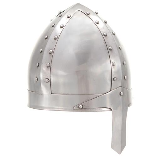 Middelalderlig ridderhjelm til rollespil antik stål sølvfarvet