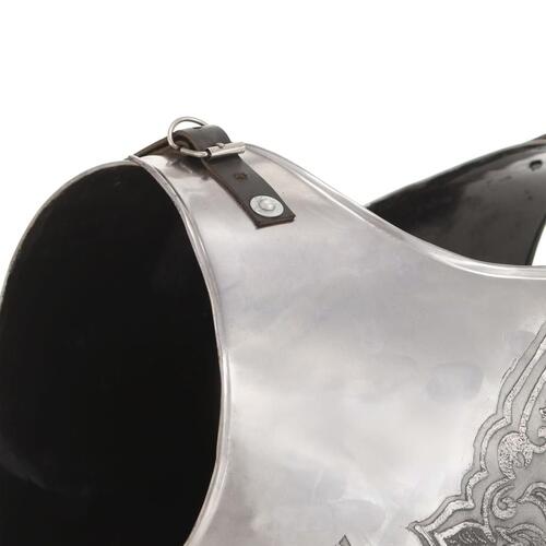 Middelalderlig krigerharnisk til rollespil stål sølvfarvet