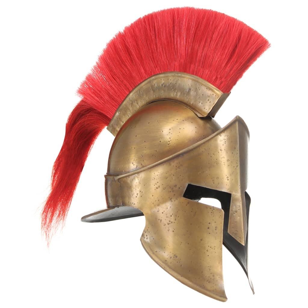Græsk krigshjelm til rollespil antik stål messingfarvet