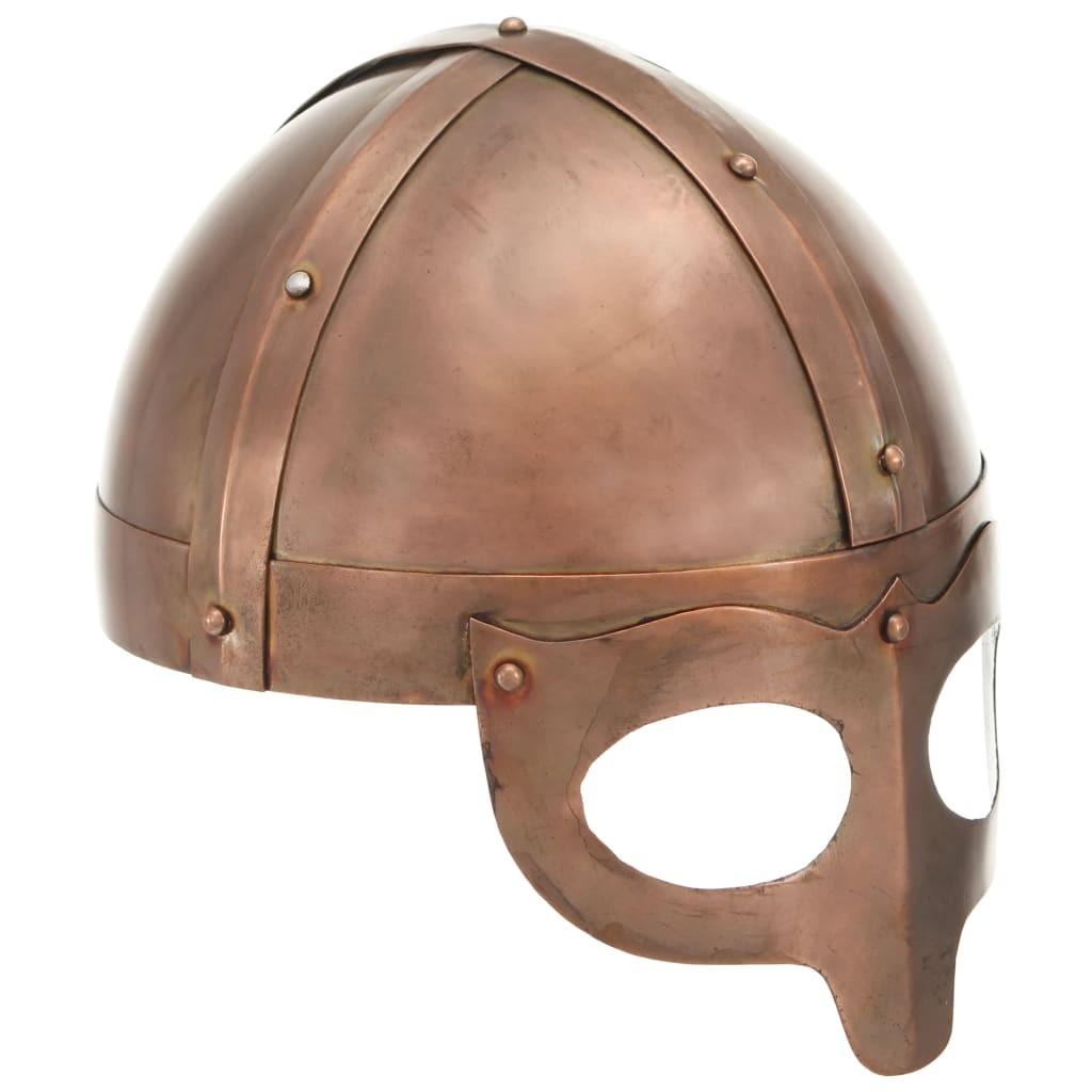 Vikingehjelm til rollespil antik stål kobberfarvet