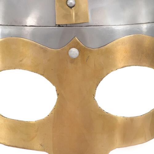 Vikingehjelm til rollespil antik stål sølvfarvet
