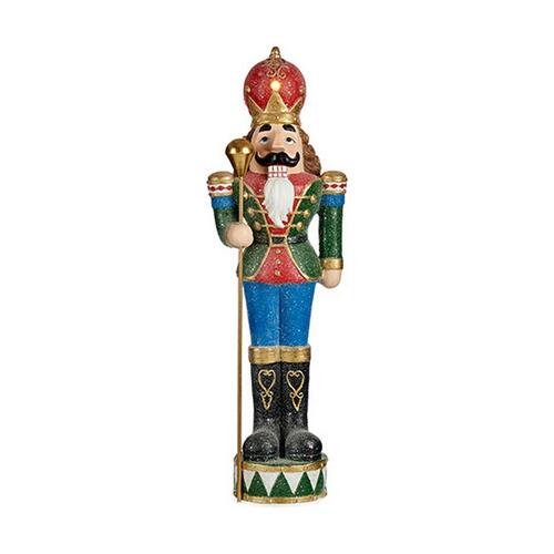 Dekorativ figur Nøddeknækker Grøn LED Lys Rød Polyesterharpisk 20 x 93 x 29 cm