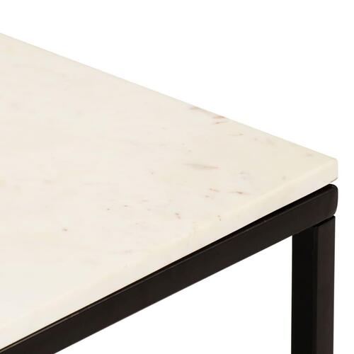 Sofabord 40x40x35 cm ægte sten med marmortekstur hvid