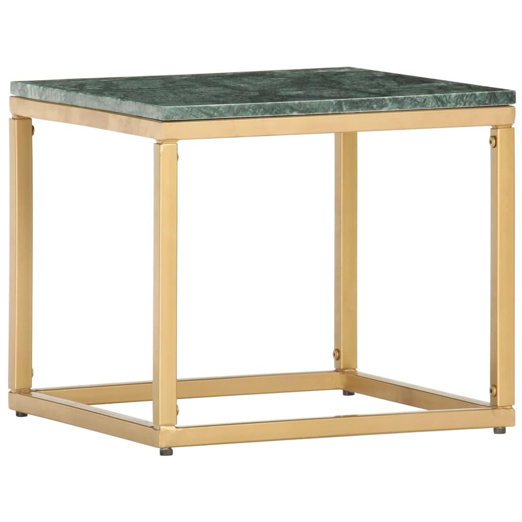 Sofabord 40x40x35 cm ægte sten med marmortekstur grøn