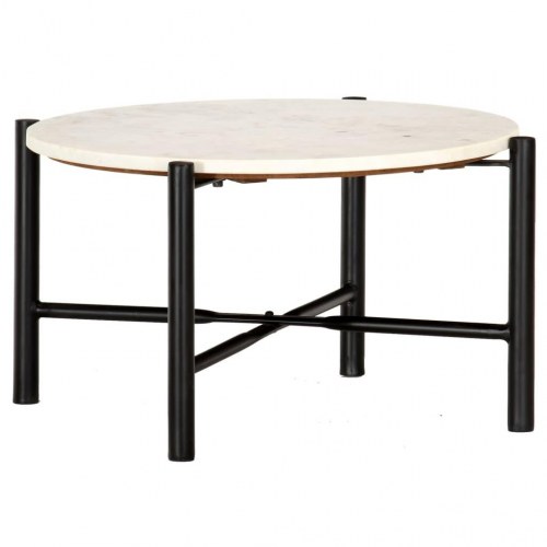 Sofabord 60x60x35 cm ægte sten med marmortekstur hvid