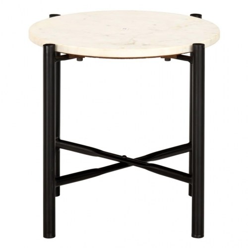 Sofabord 40x40x40 cm ægte sten med marmortekstur hvid