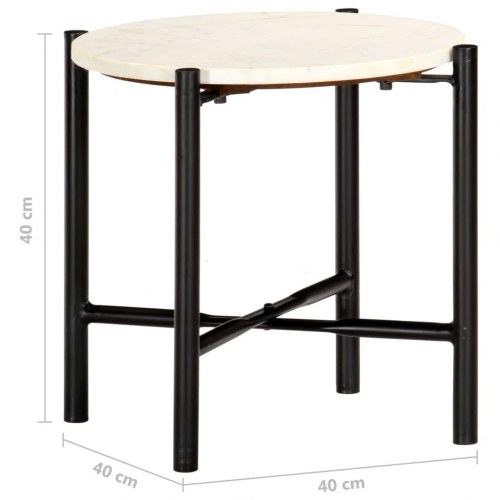 Sofabord 40x40x40 cm ægte sten med marmortekstur hvid