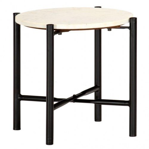 Sofabord 40x40x40 cm ægte sten med marmortekstur hvid