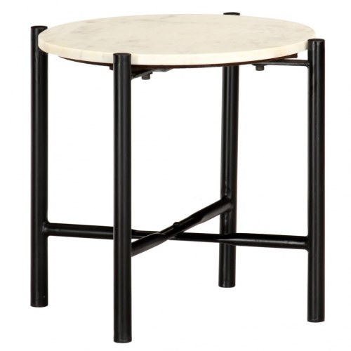 Sofabord 40x40x40 cm ægte sten med marmortekstur hvid