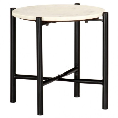 Sofabord 40x40x40 cm ægte sten med marmortekstur hvid