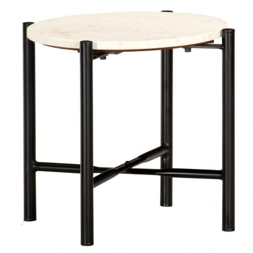 Sofabord 40x40x40 cm ægte sten med marmortekstur hvid